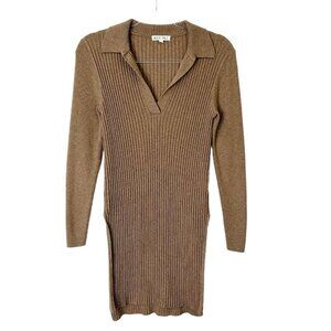 Alex Mill Merino Wool Tunic Sweater Womens Size XS Tan Brown Ribbed Knit